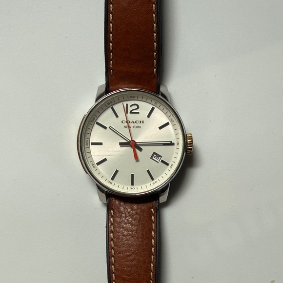 Coach Unisex Brown Leather Strap Watch - Picture 1 of 4